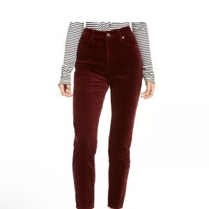 OAT New York Womens Corduroy Stretch Pants Sz 25 Burgundy